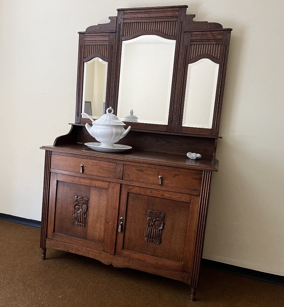 Meuble en bois  miroir décoration, espace de rangement., Enlèvement