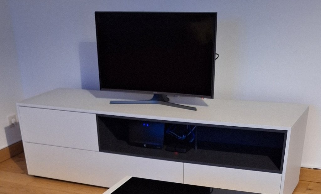 Arte M tv-meubel wit en zwart, Ophalen, 150 tot 200 cm, Minder dan 100 cm, 25 tot 50 cm