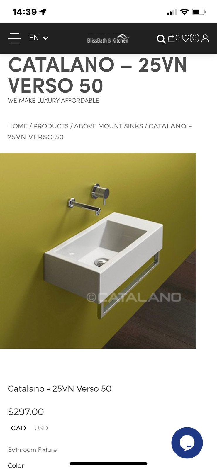 Nieuwe wastafel catalano, Huis en Inrichting, Ophalen of Verzenden, Zo goed als nieuw