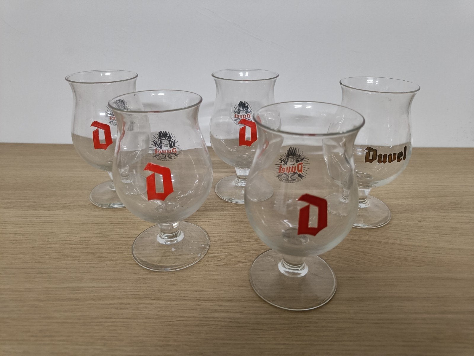 Set van 5 baby Duvel glazen, Ophalen, Zo goed als nieuw, Bierglas
