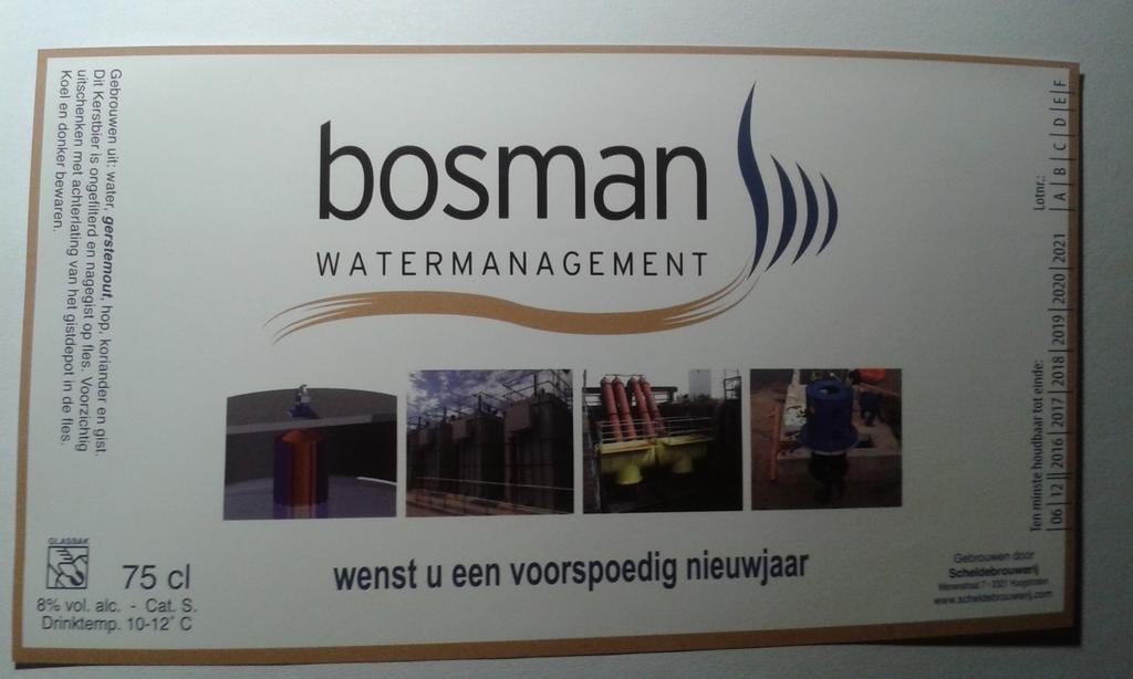 Étiquette de bière « Bosman » (Scheldebrouwerij Belgium), Enlèvement ou Envoi, Neuf