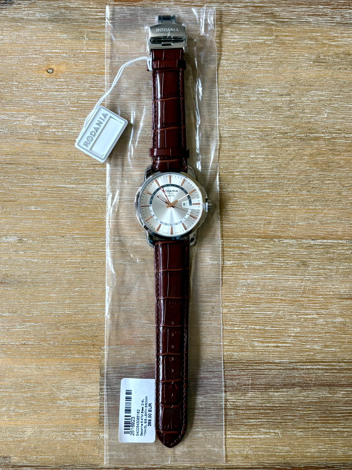 Hetenhorloges Rodania Travel diverse varianten, Overige merken, Leer, Staal, Polshorloge