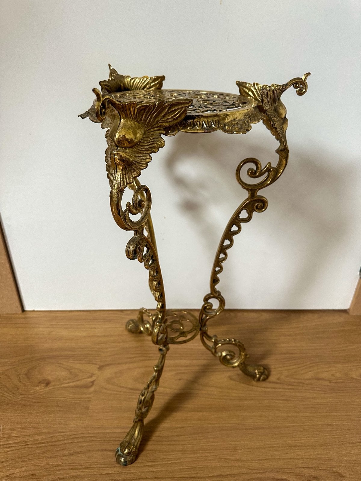 Zeer fraaie antieke/vintage messing plantentafel – 55cm, Ophalen, Zo goed als nieuw
