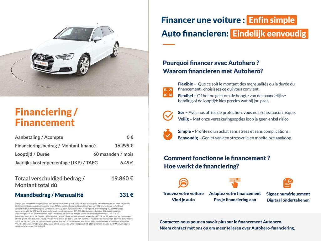 Audi A3 40 e-tron sport (bj 2020, automaat), Auto's, Gebruikt, Wit, 1395 cc, 5 deurs
