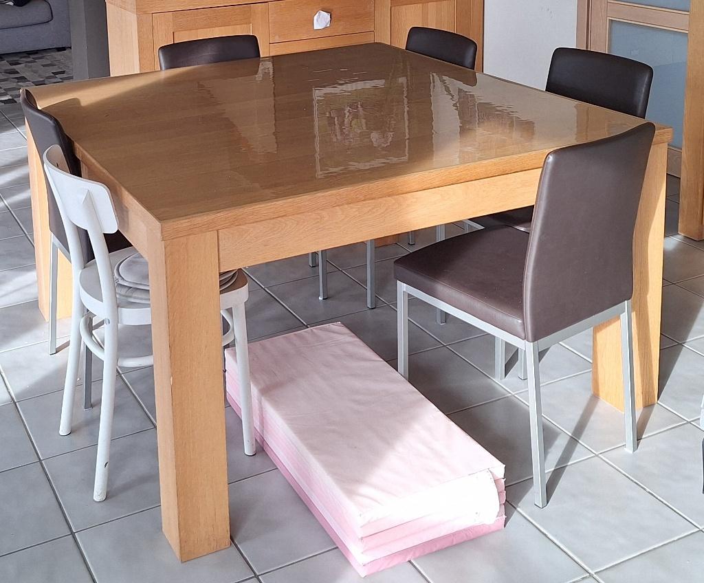 Table à manger en chêne naturel pour 8 personnes, Maison & Meubles, 100 à 150 cm, Cinq personnes ou plus, Carré, 100 à 150 cm