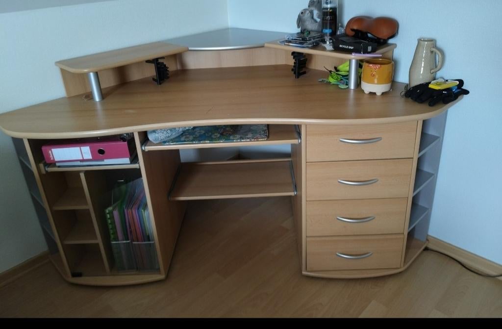 Hoekbureau + bureaustoel, Huis en Inrichting, Bureaus, Ophalen, Hoekbureau