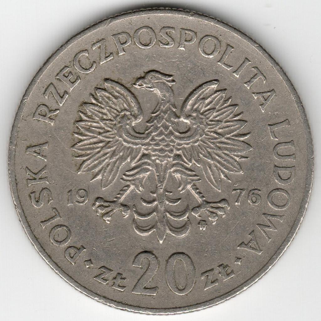 Polen: 20 Zlotych 1976 Marceli Nowotko Munt: Warschau Y#69 R, Postzegels en Munten, Ophalen of Verzenden, Polen, Losse munt