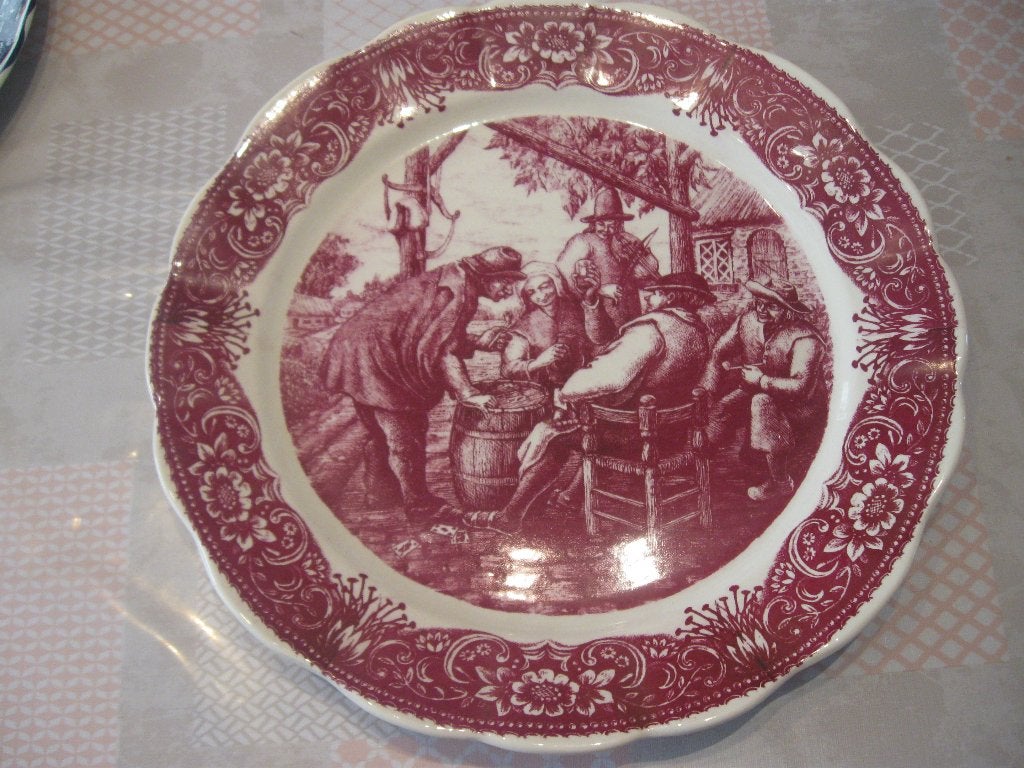 Mooie schaal van Boch frères , La Louvière . Kaartspelers, Antiek en Kunst, Antiek | Keramiek en Aardewerk, Ophalen
