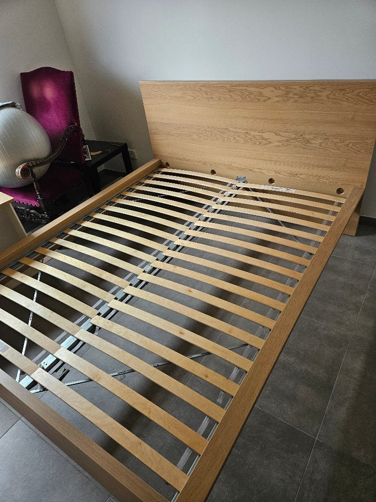 MALM bed Ikea 160cm eikenfineer, Beige, Enlèvement, Utilisé, 200 cm