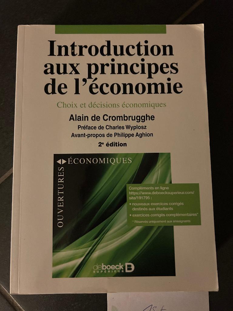 Introduction aux principes de l’économie, Livres, Enlèvement ou Envoi, Comme neuf, Économie et Marketing, De boeck