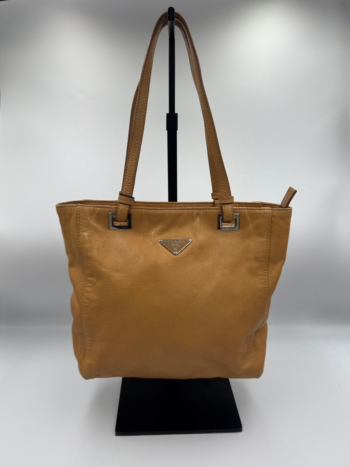 Prada Leather Tote Bag Mini, 20 tot 30 cm, Bruin, Minder dan 40 cm, Minder dan 35 cm