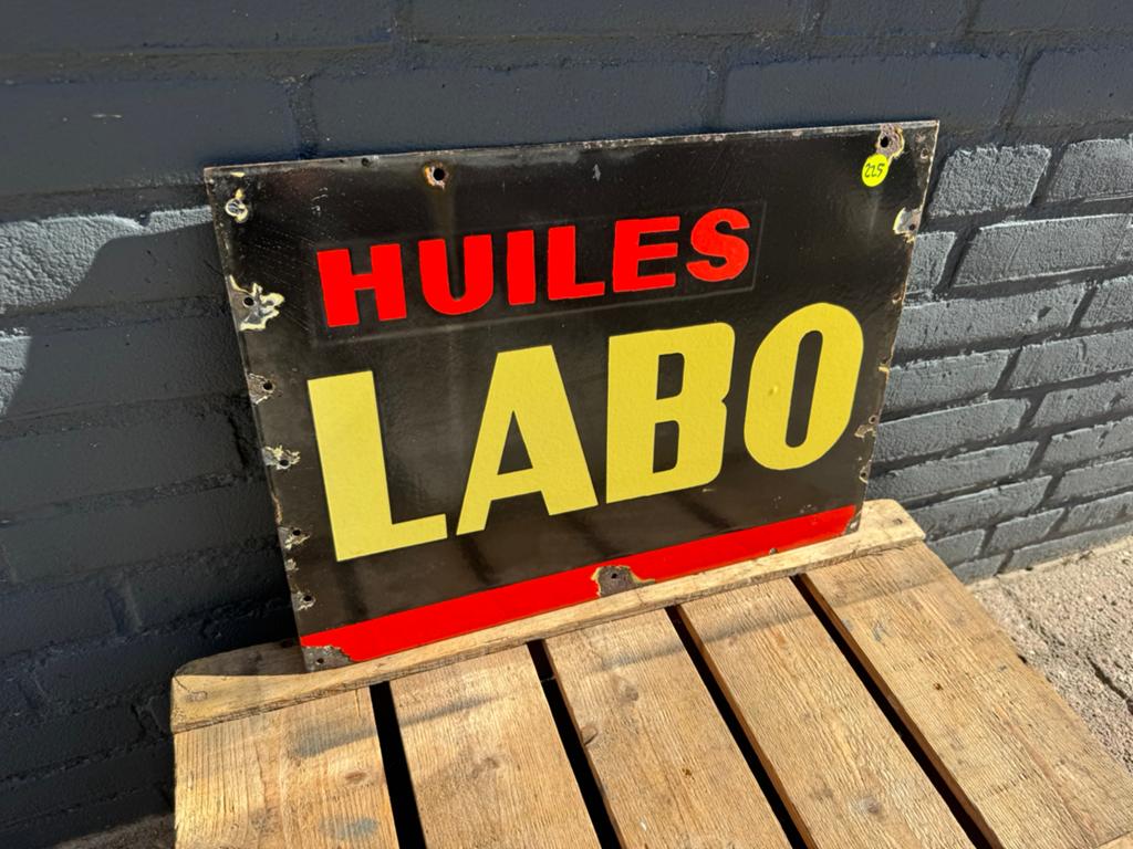LABO Olie emaille reclamebord, Verzamelen, Ophalen of Verzenden, Gebruikt, Reclamebord