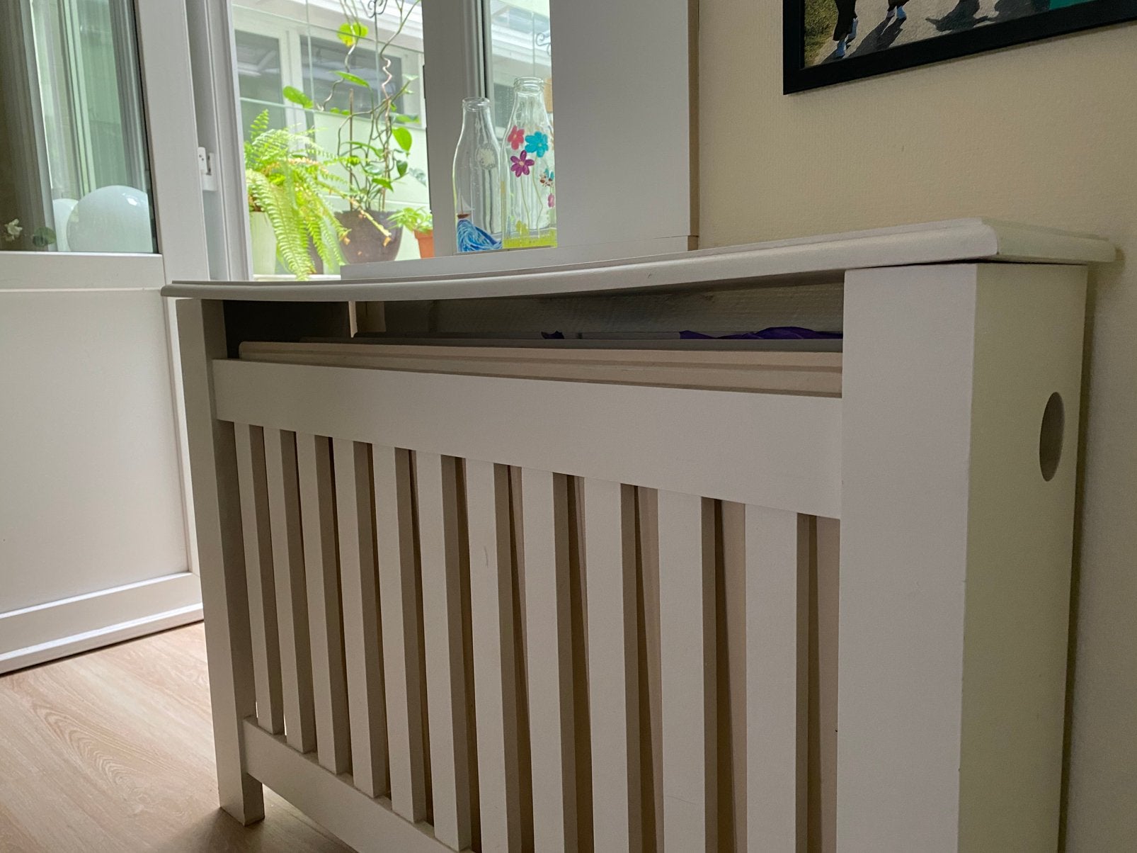 Cache-radiateur blanc en bois., Campagnard, Utilisé, Bois, Enlèvement