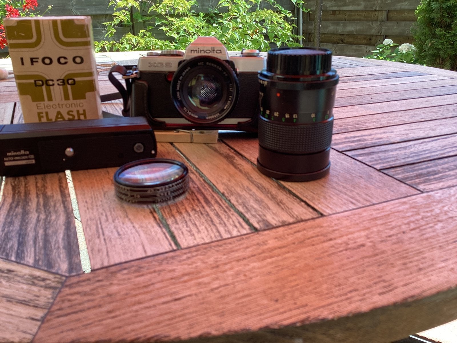 Foto camera Minolta XG2 met toe behoren, Audio, Tv en Foto, Ophalen, Gebruikt, Minolta