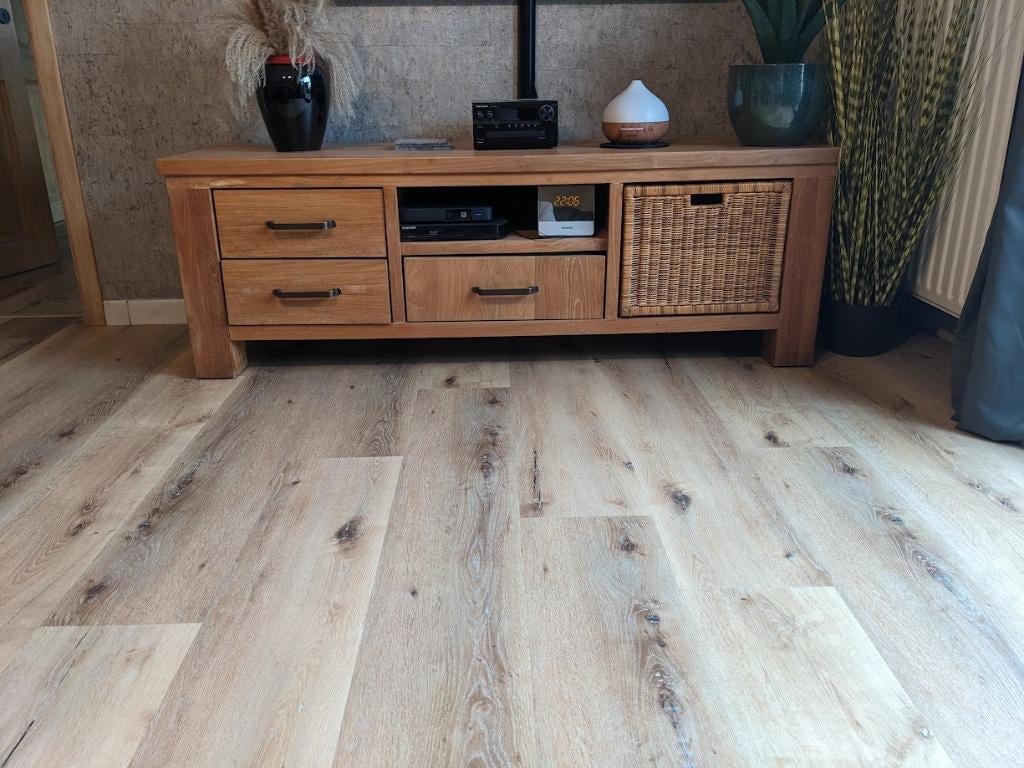 teak tv kast, Ophalen, 150 tot 200 cm, Teakhout, Zo goed als nieuw