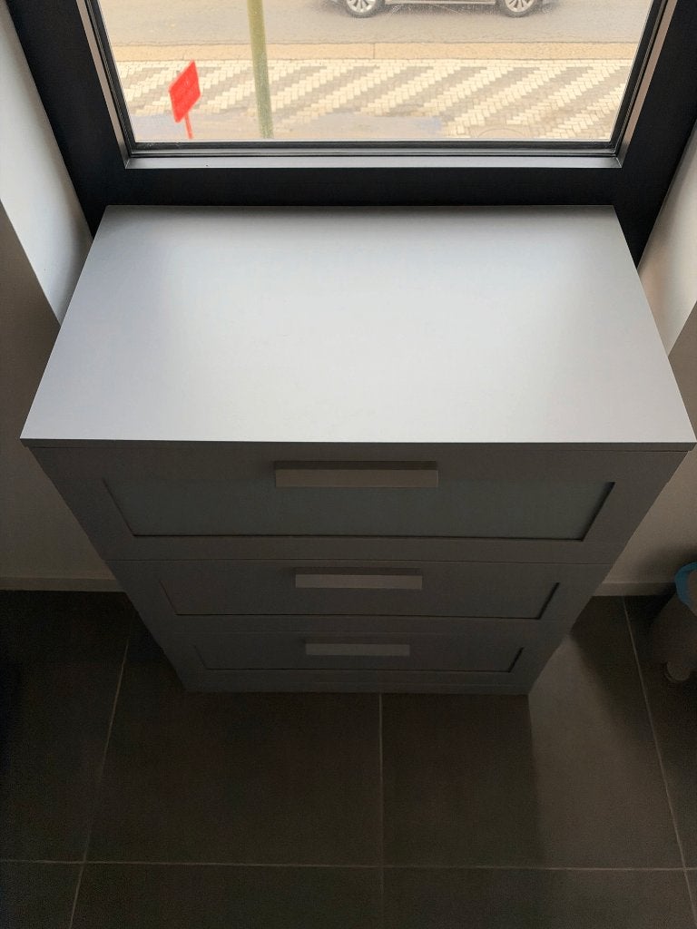 Commode grise à 3 tiroirs IKEA avec façade en PVC, Maison & Meubles, Enlèvement, Comme neuf