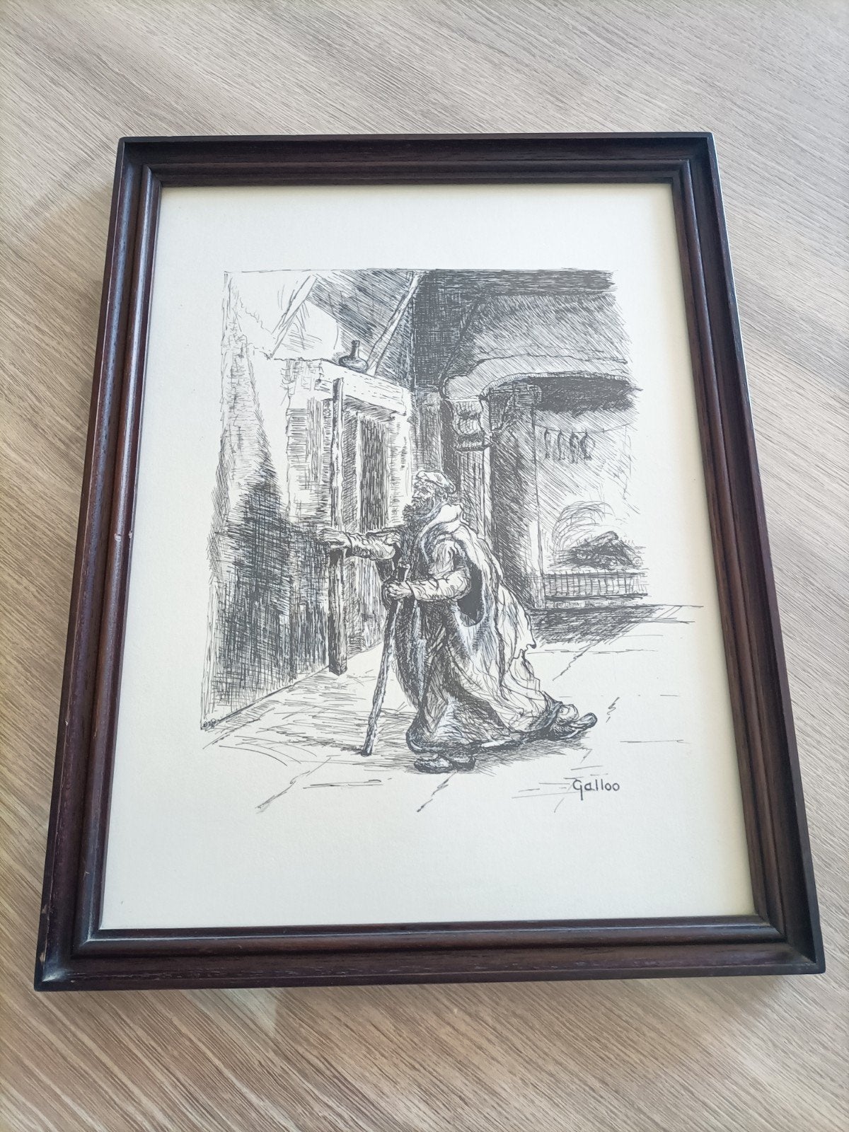Schilderij/tekening De blinde Tobias/ Galloo, Antiquités & Art, Art | Dessins & Photographie, Enlèvement, Tableau, Signé