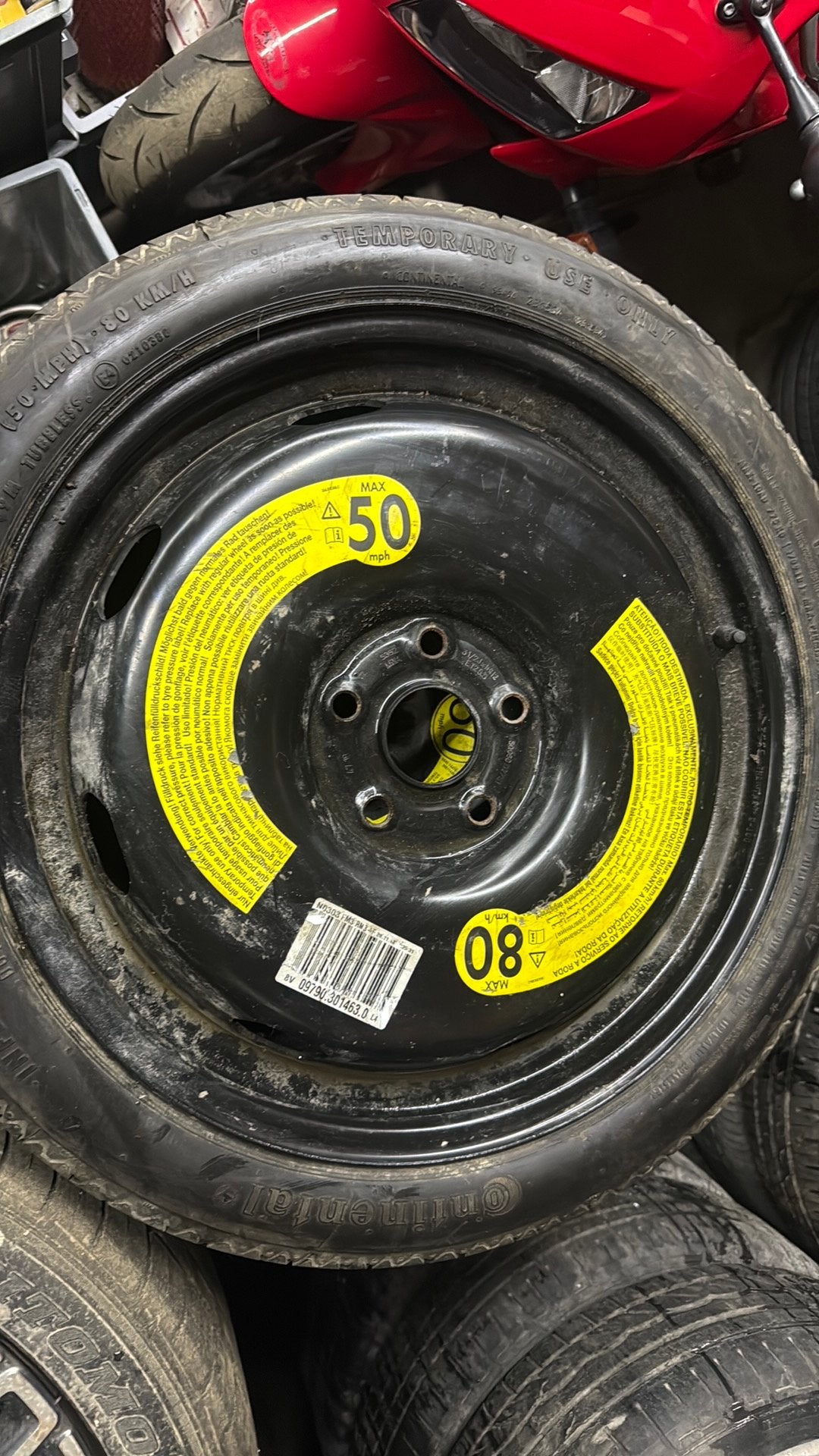 Roue de secours 125/70R18 continental, Enlèvement, Comme neuf
