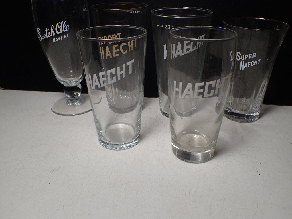 oude bierglazen Haecht, Verzamelen, Ophalen of Verzenden, Gebruikt, Glas of Glazen, Overige merken