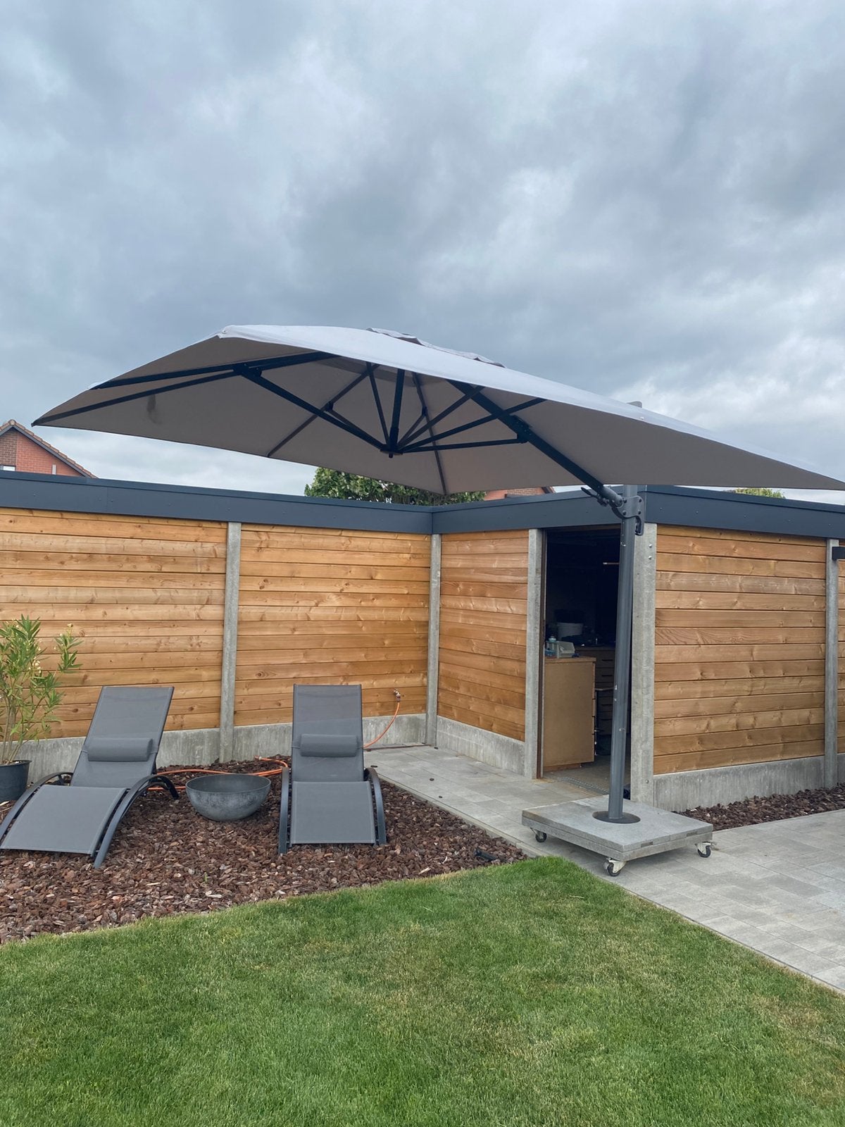 Parasol palermo 3,5 x 3,5, Tuin en Terras, Ophalen, Zo goed als nieuw