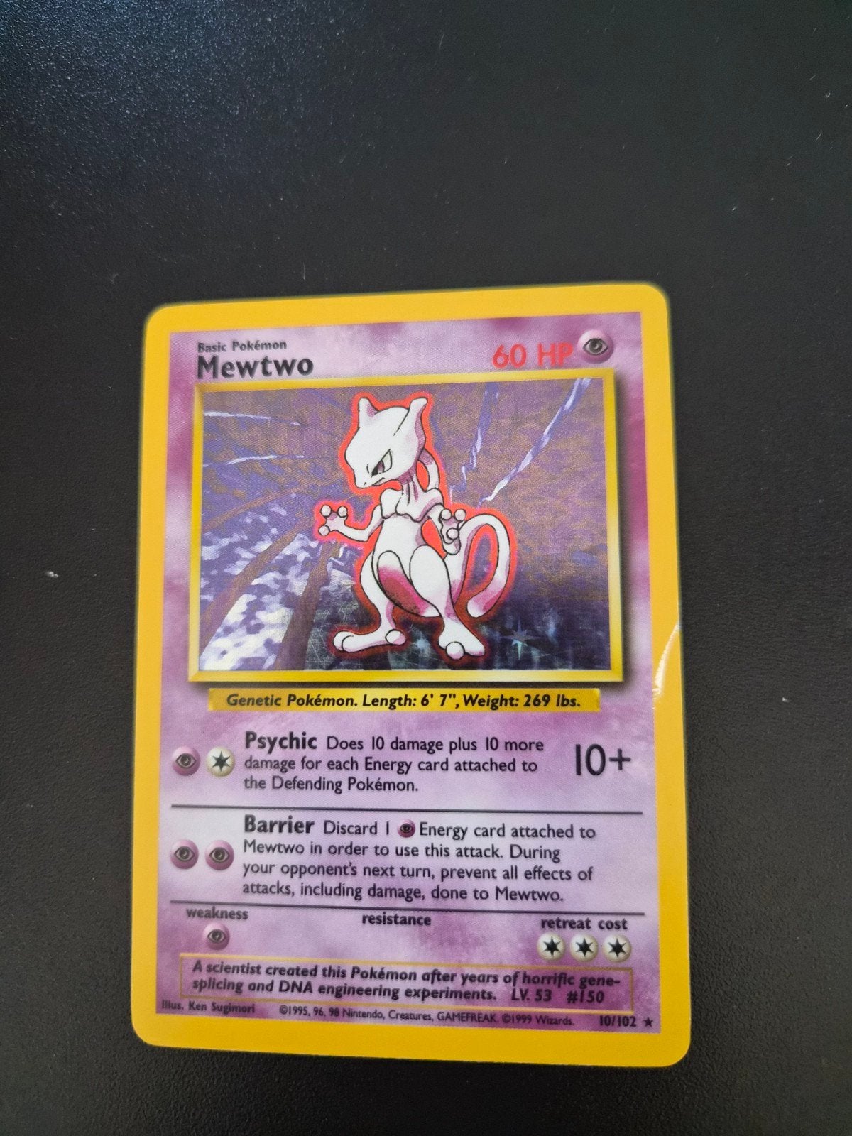 mewtwo holo base set 10/102, Ophalen of Verzenden, Gebruikt, Losse kaart, Foil