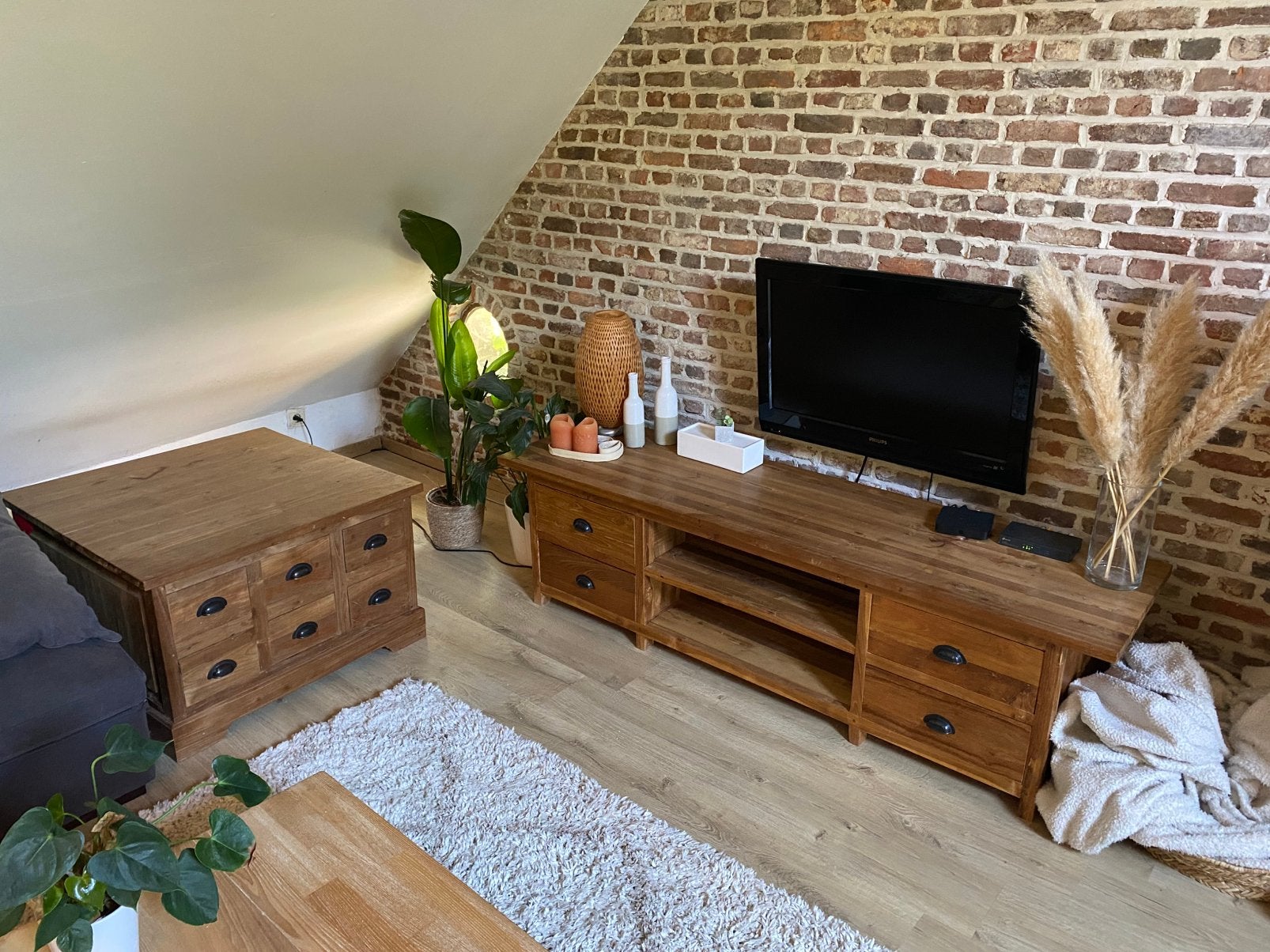 Tv meubel en schuivenblok/salontafel - landelijke stijl, Enlèvement