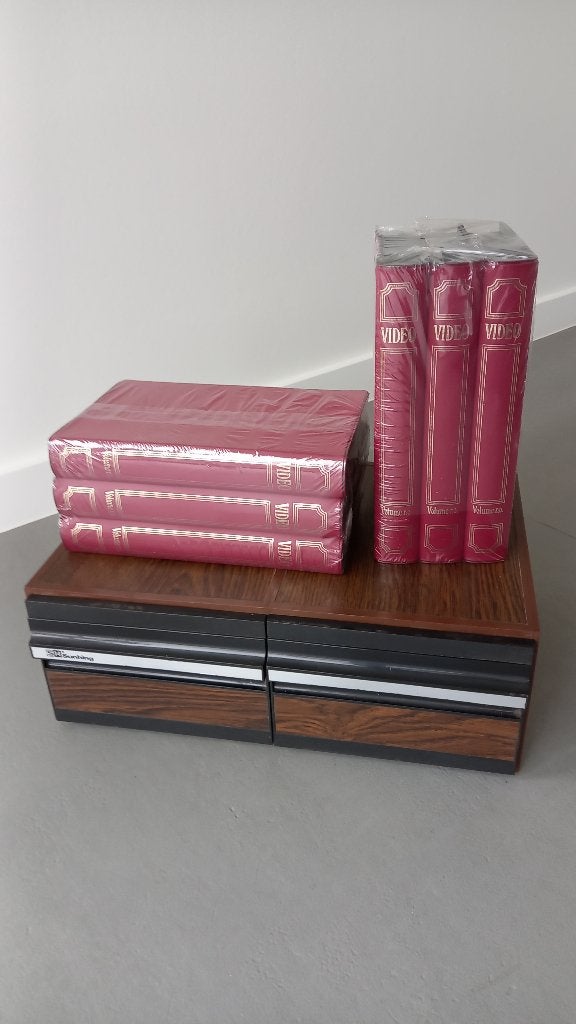 Vintage VHS opbergset :  ladekastje en 6 luxe opbergboeken, Enlèvement ou Envoi, Audio et Vidéo