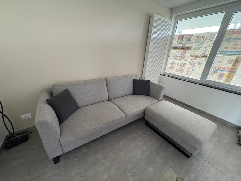 Chaise moderne gris clair avec chaise longue et 2 coussins, Maison & Meubles, Enlèvement, Comme neuf, Tissus