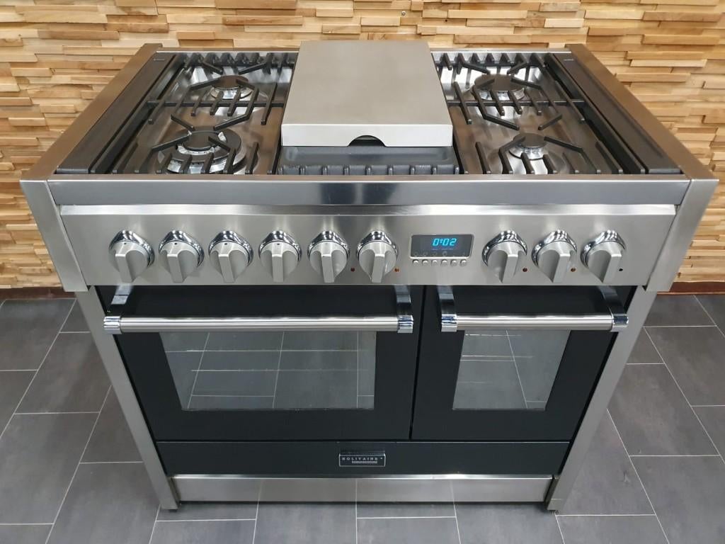 🔥 Luxe Solitaire Professional Fornuis 100cm rvs friteuse, Ophalen, 60 cm of meer, Zo goed als nieuw, Gas