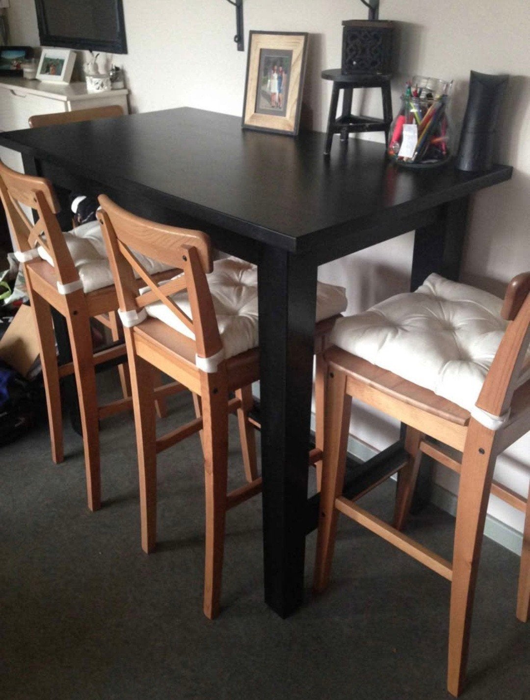 Bartafel met 4 barstoelen IKEA, Huis en Inrichting, Ophalen, Zo goed als nieuw