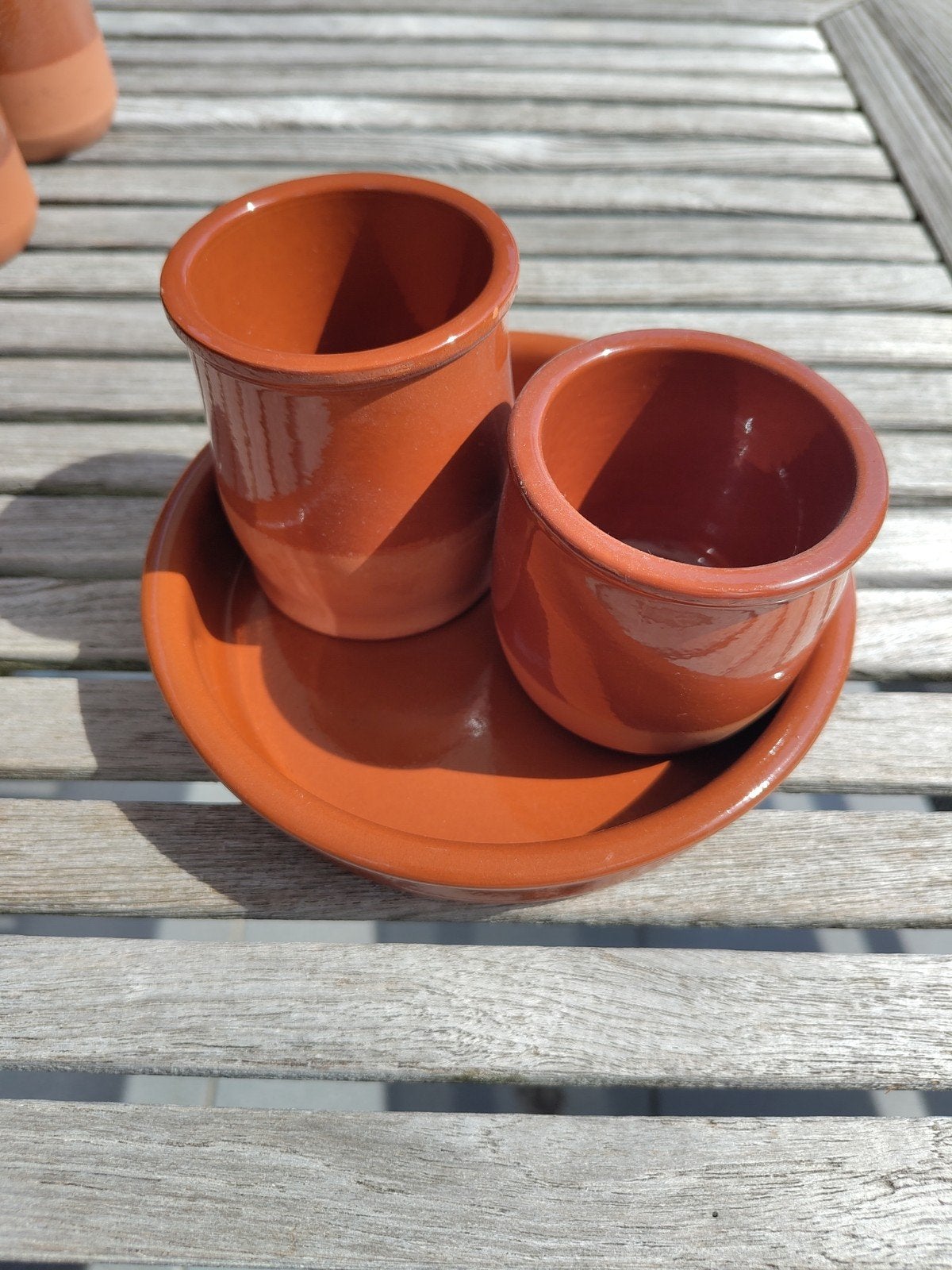 Lot terracotta potjes en schaaltjes, Landelijk/Boerenbont, Ophalen of Verzenden, Zo goed als nieuw, Kom(men)
