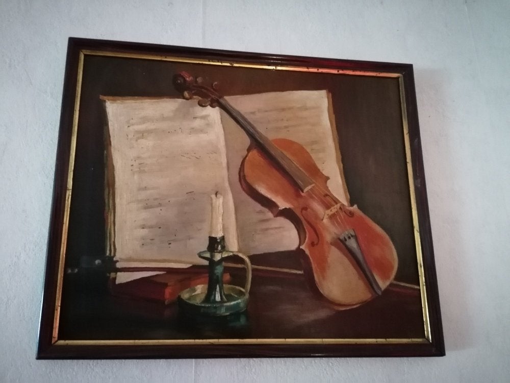 Schilderij met viool, Antiek en Kunst, Ophalen