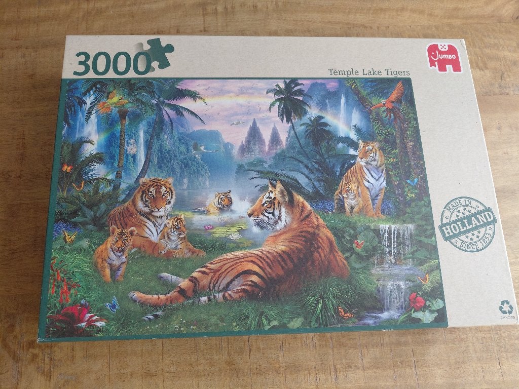 Puzzle Temple Lake Tigers 3000 pièces, Enlèvement ou Envoi, Plus de 1 500 pièces, Comme neuf, Puzzle