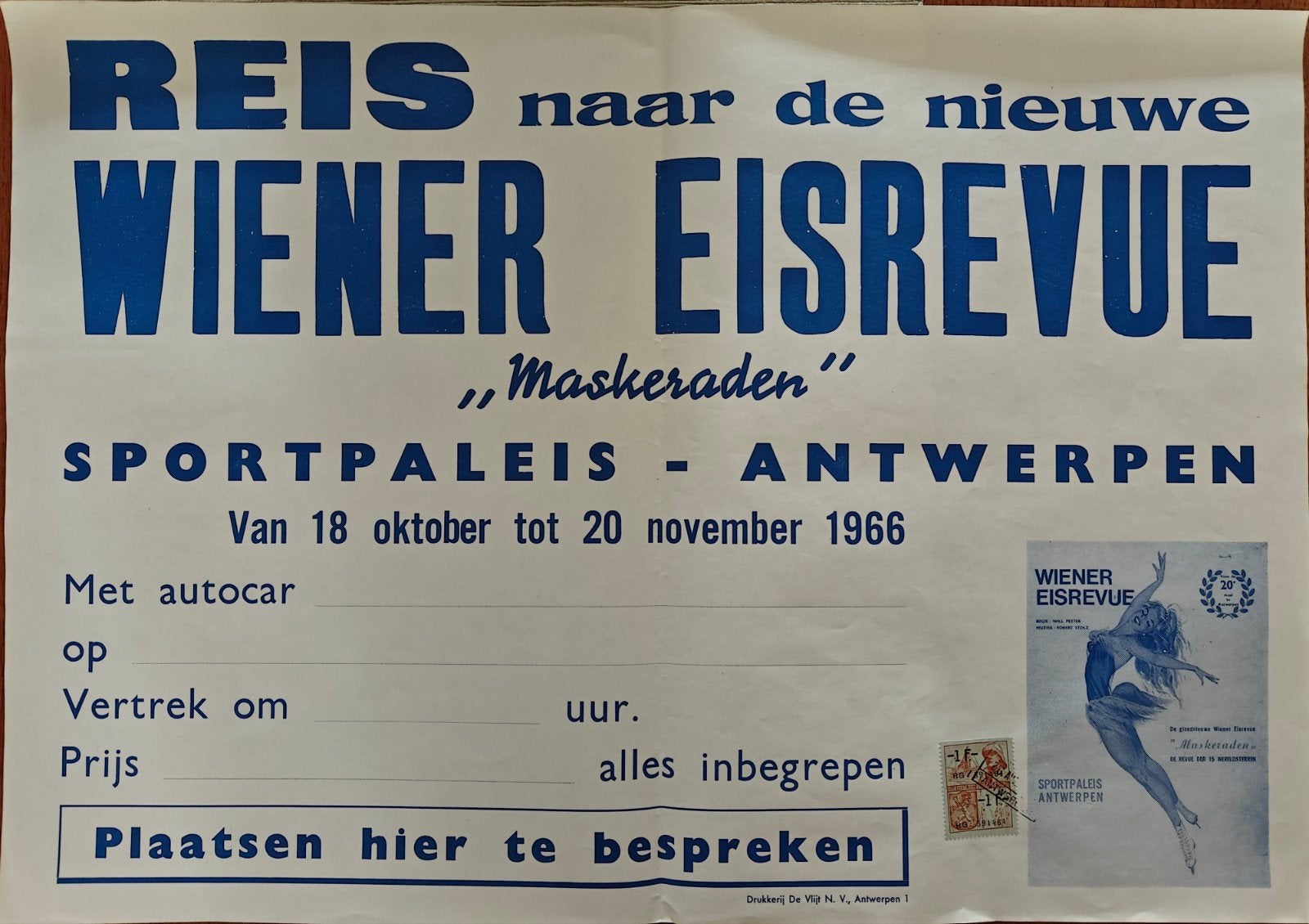 affiche, met de bus naar de ijsrevue Sportpaleis 1966 A'pen, Enlèvement