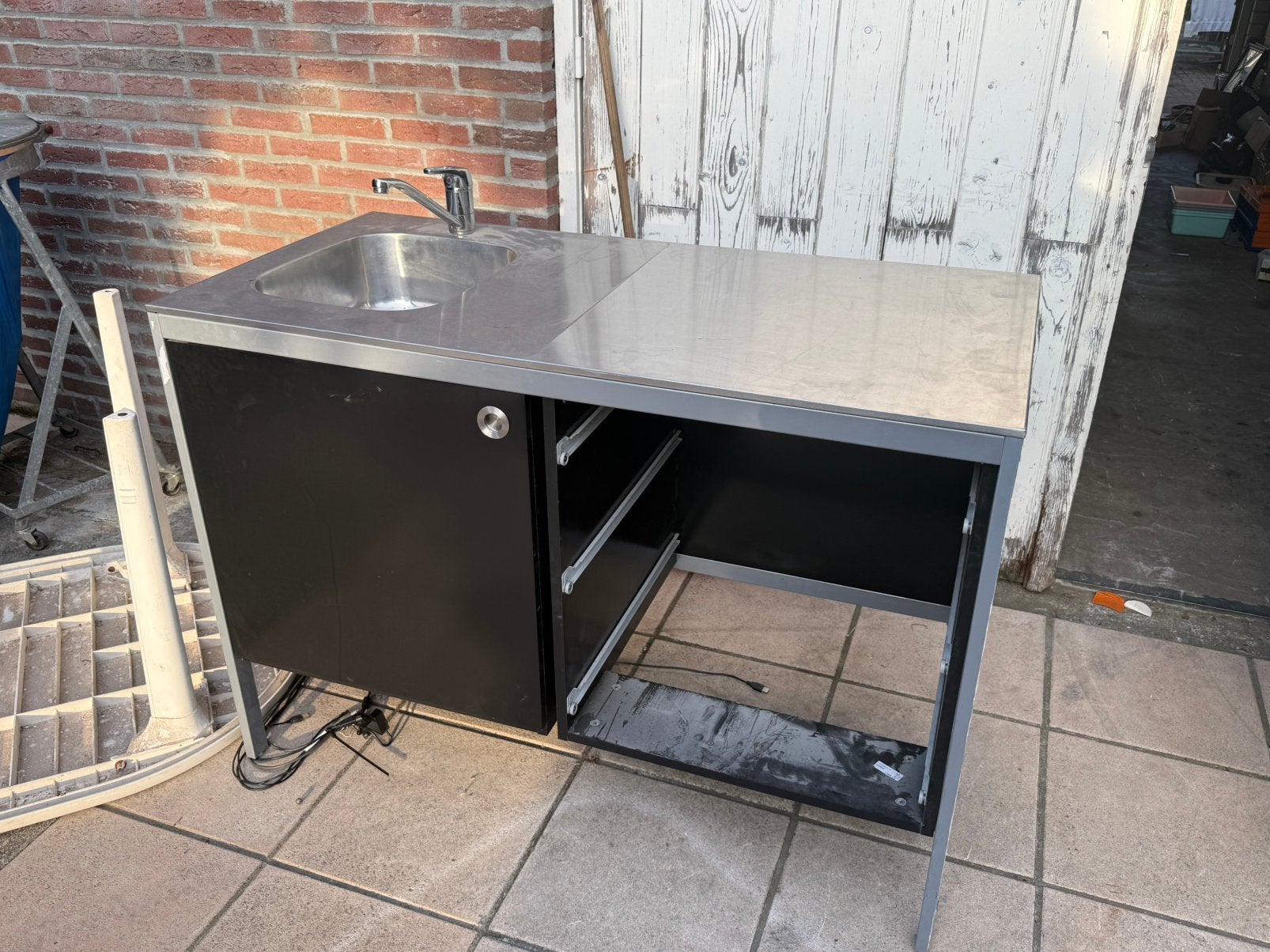 Stevig RVS Werkblad met Inbouwspoelbak en Kraan, Ophalen