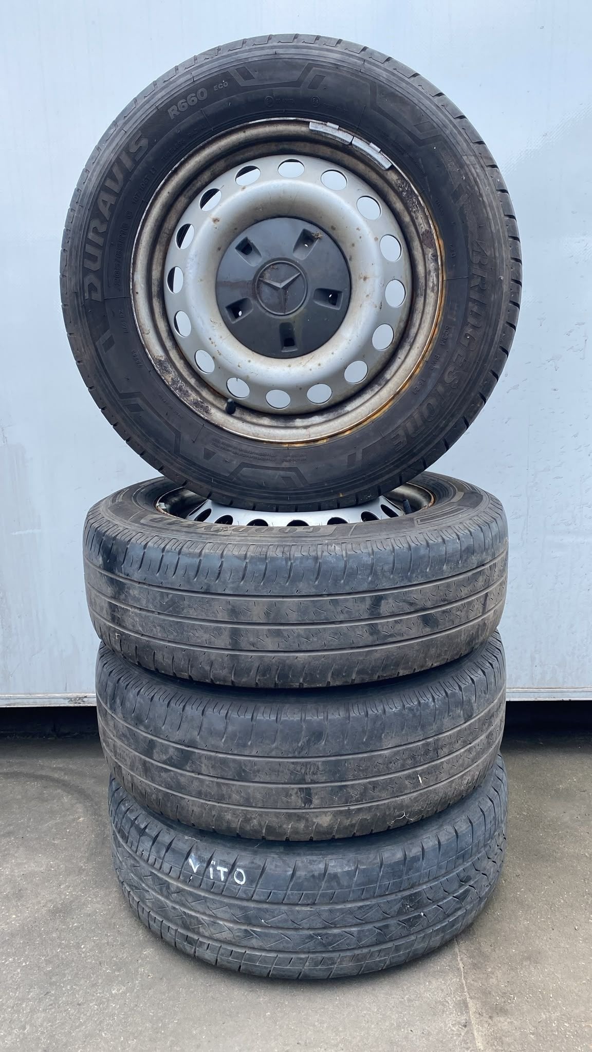 Mercedes-Benz Vito Viano Zomer Banden Set 205-65-16 5x112, Gebruikt, -, -, Banden en Velgen