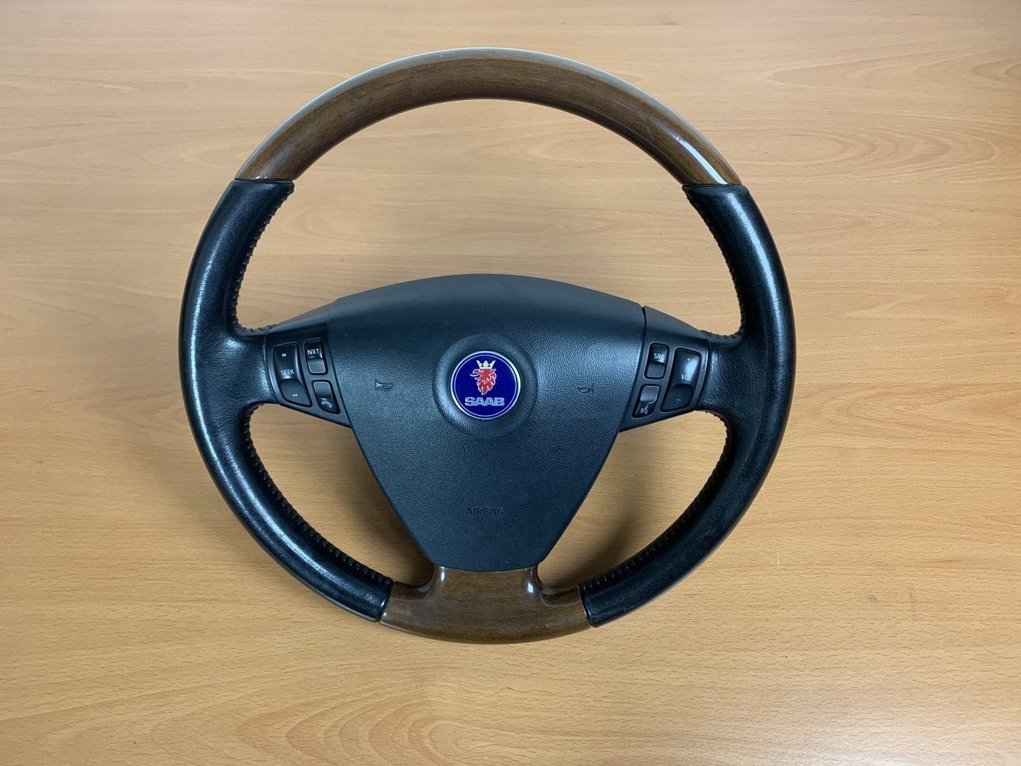 saab 9-3 II 2003 - 2015 hout stuurwiel nette staat 12783361, Auto-onderdelen, Besturing, Gebruikt, -, -, Ophalen of Verzenden
