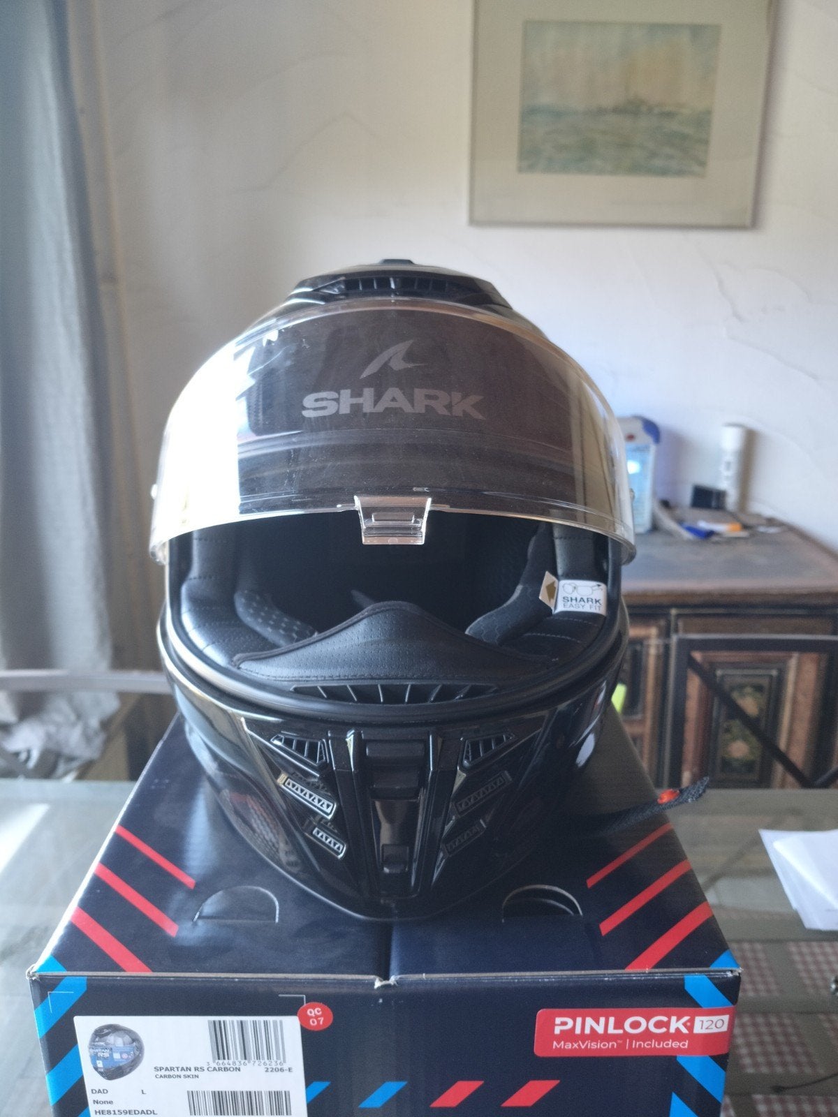 Shark mannenhelm Spartan RS Carbon L, Fietsen en Brommers, Brommerhelmen, Ophalen, Zo goed als nieuw, Large, SHARK