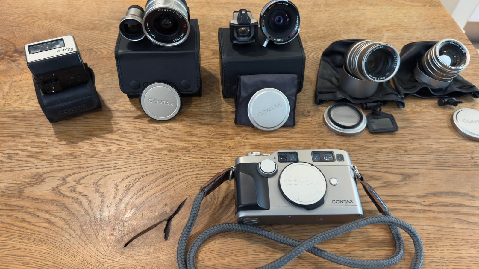 Contax G2 met 4 lenzen, flitser en accessoires, Audio, Tv en Foto, Ophalen of Verzenden, Zo goed als nieuw