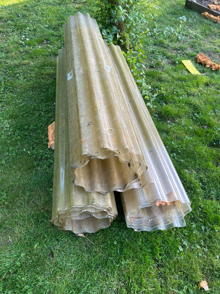 3 rollen doorschijnende golfplaten van 1,50 m/12 m, Overige materialen, Gebruikt, Overige kleuren, Ophalen