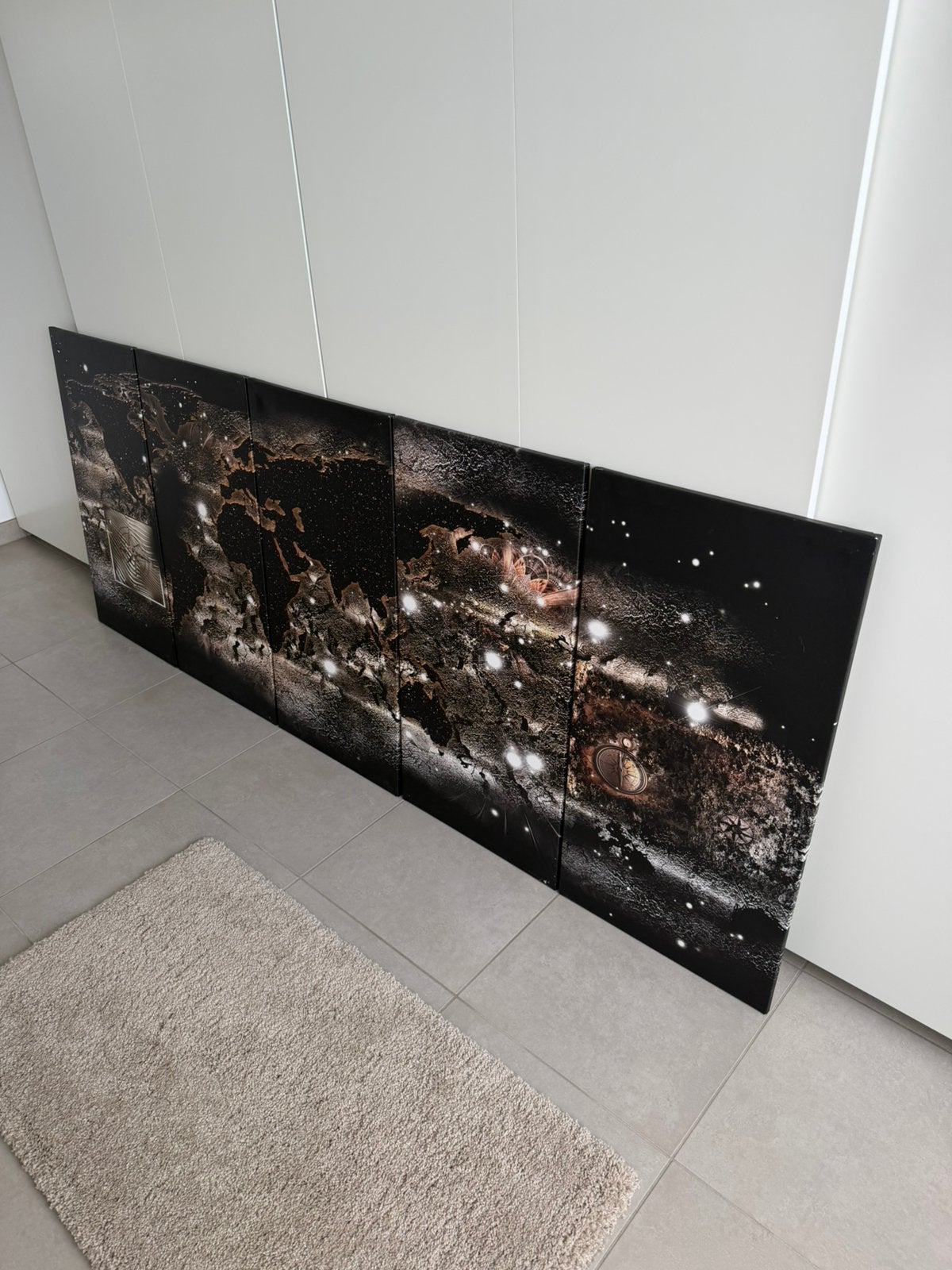 Prachtig 5 delig schilderij - wereld, Ophalen