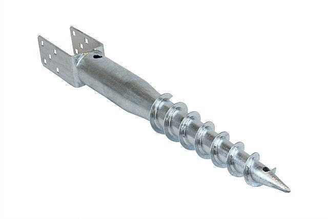 Schroefpaal met U-houder - Voor 7x7 cm Palen, Ophalen, Nieuw, Overige typen, Inox