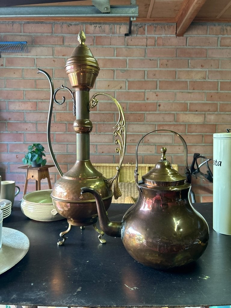 2 vintage koperen kan/ketel, Antiek en Kunst, Ophalen, Koper