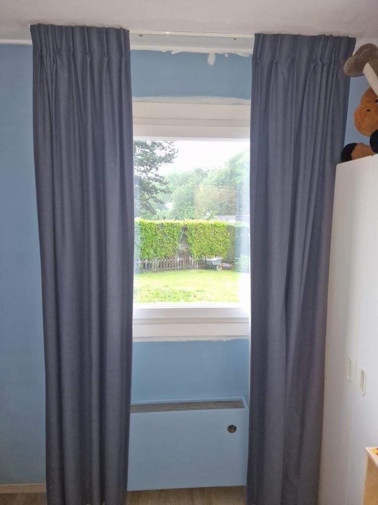 Rideaux bleu jeans avec doublure 255cm/155cm, Huis en Inrichting, Stoffering | Gordijnen en Lamellen, 150 tot 200 cm, Ophalen of Verzenden