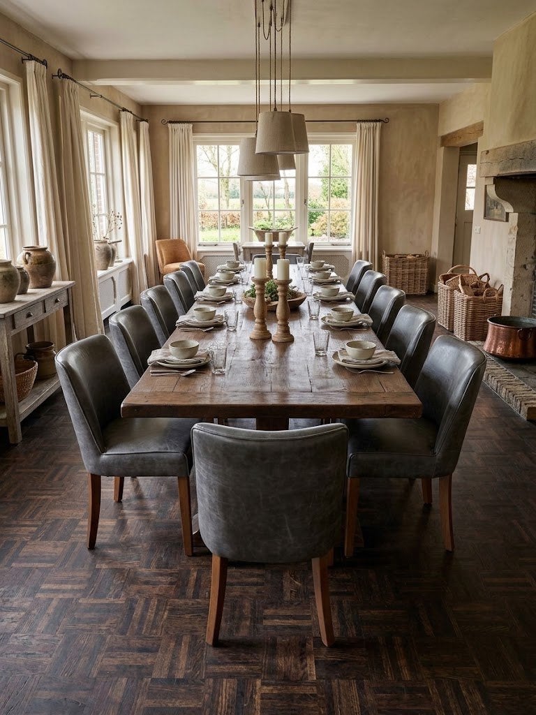13 Riviera Maison Chairs type Riverdale Pellini Brown Leer, Ophalen, Gebruikt, Bruin, Klassiek