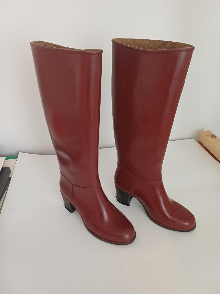 Burgundy regenlaarzen vintage, ANDERE, Bottes de pluie, Enlèvement ou Envoi, Autres couleurs