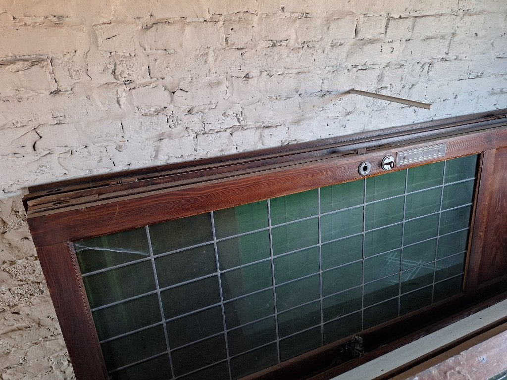 Oude houten binnen deuren met groen loodglas e.a., Ophalen, Gebruikt, Glas, Binnendeur