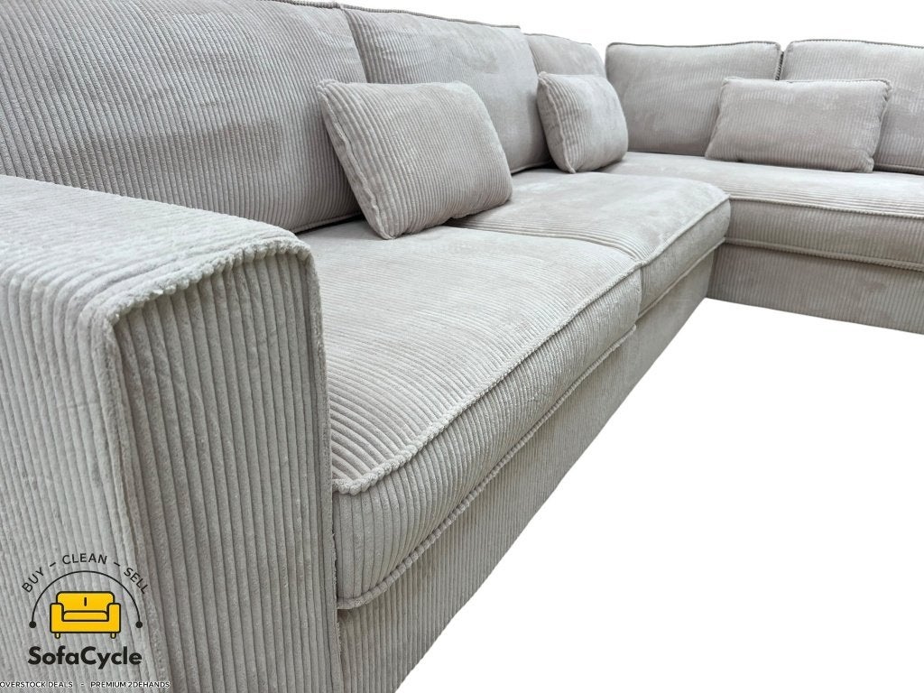 Hoekzetel beige ribstof, afneembare hoezen, rechts – nieuw, Gebruikt, Zonnestraat 223-229, 9600 Ronse, België, Info@sofacycle.be