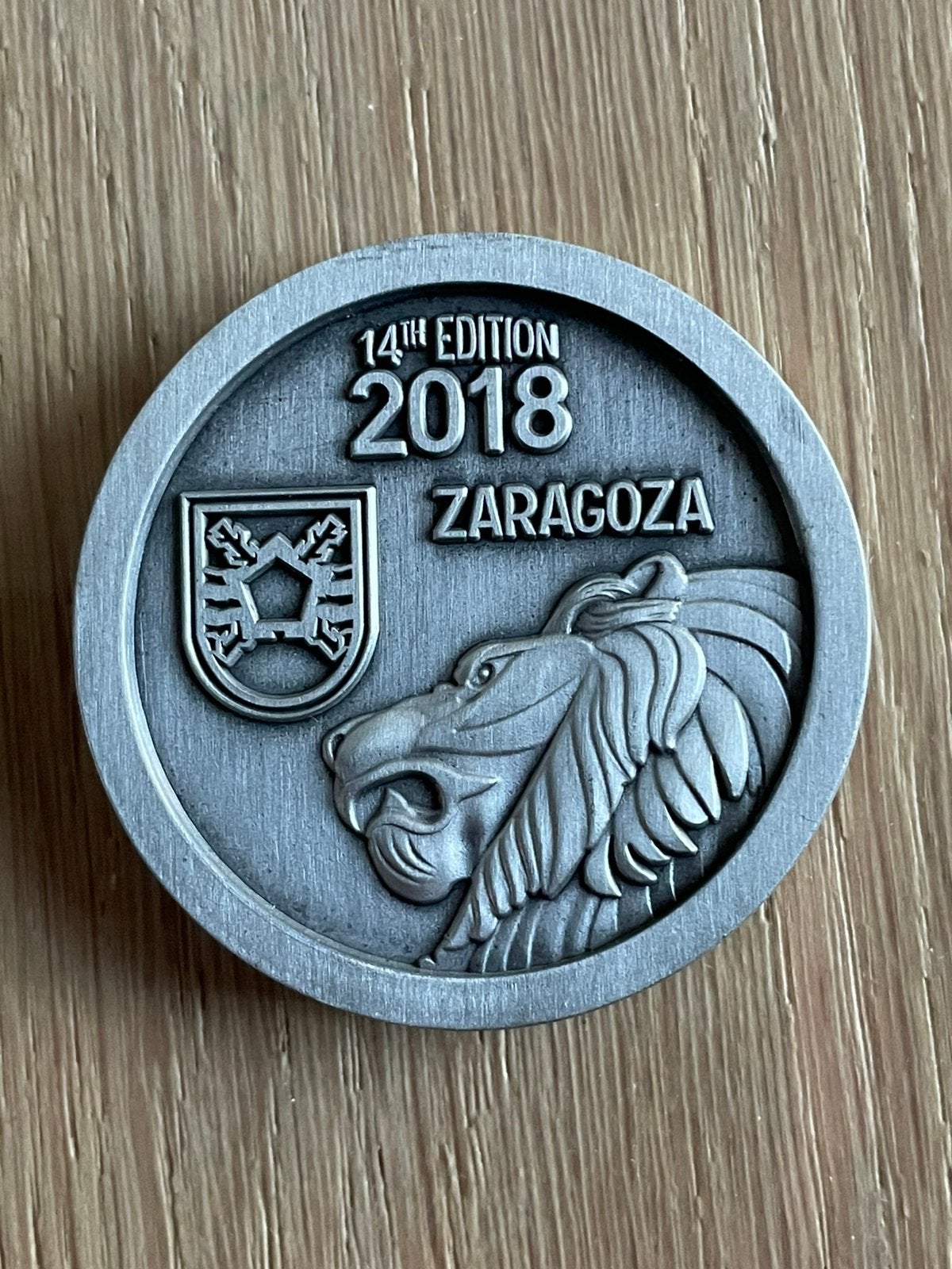 Coin Euretex 2018 Saragosse, Enlèvement ou Envoi, Armée de terre, Emblème ou Badge