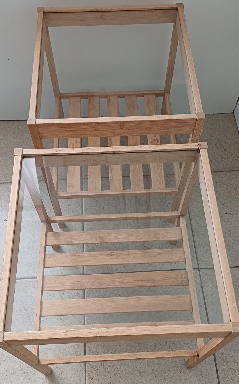 2  beige bijzettafel / Nachtkasje, Maison & Meubles, Accessoires pour la Maison | Étagères, Enlèvement, Comme neuf, Bois